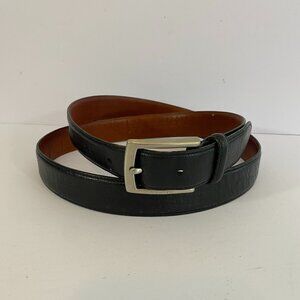 Coach Black Leather Belt Mens 42 Brushed Nickel Hardware